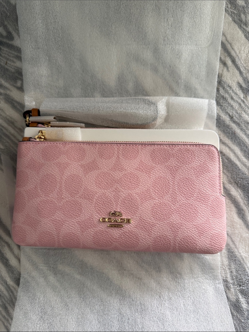 NWT Coach powder pink double zip pouch